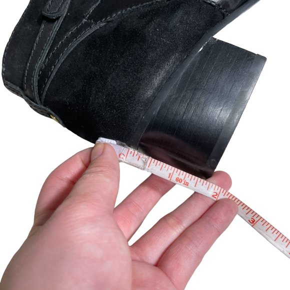 Ralph Lauren Leather Ankle Boots 5.5 Suede Block Heel Almond Toe Strap Harness - Picture 14 of 14